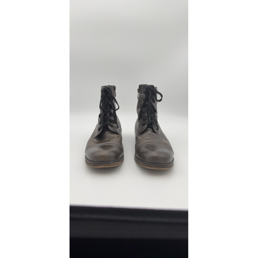 ROAN Footwear Doric Mens Size 12 Leather Ankle Boots Lace Up Side Zip Gray